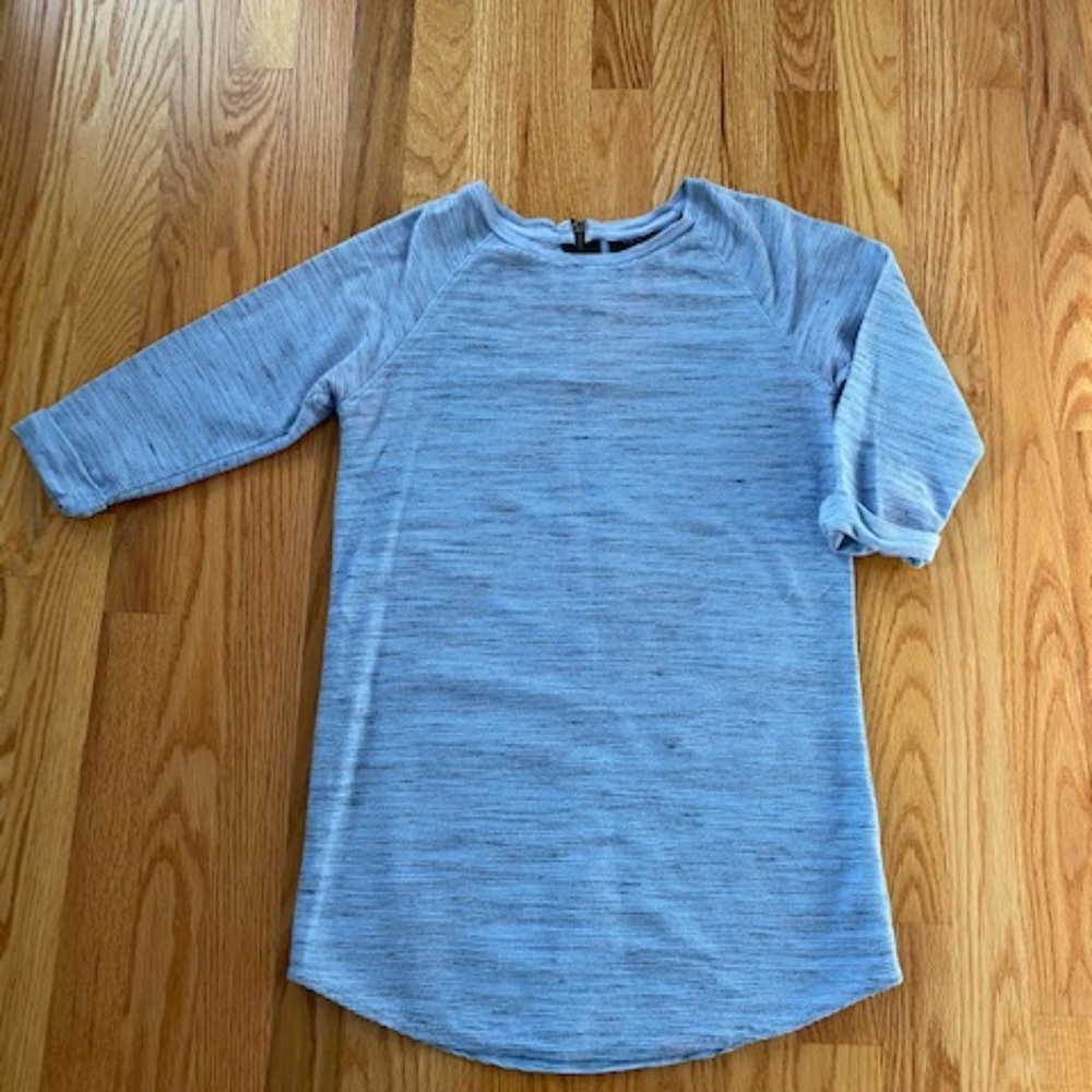 Topshop baby blue cuffed sleeve ribbed top